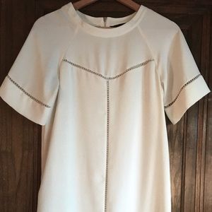 Zara: Off-White Knee Length Fringe Dress